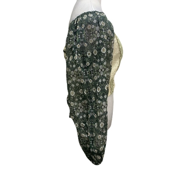 Anthropologie Forever That Girl Small Smocked Sheer Floral Sleeve Corset Top - Picture 6 of 9